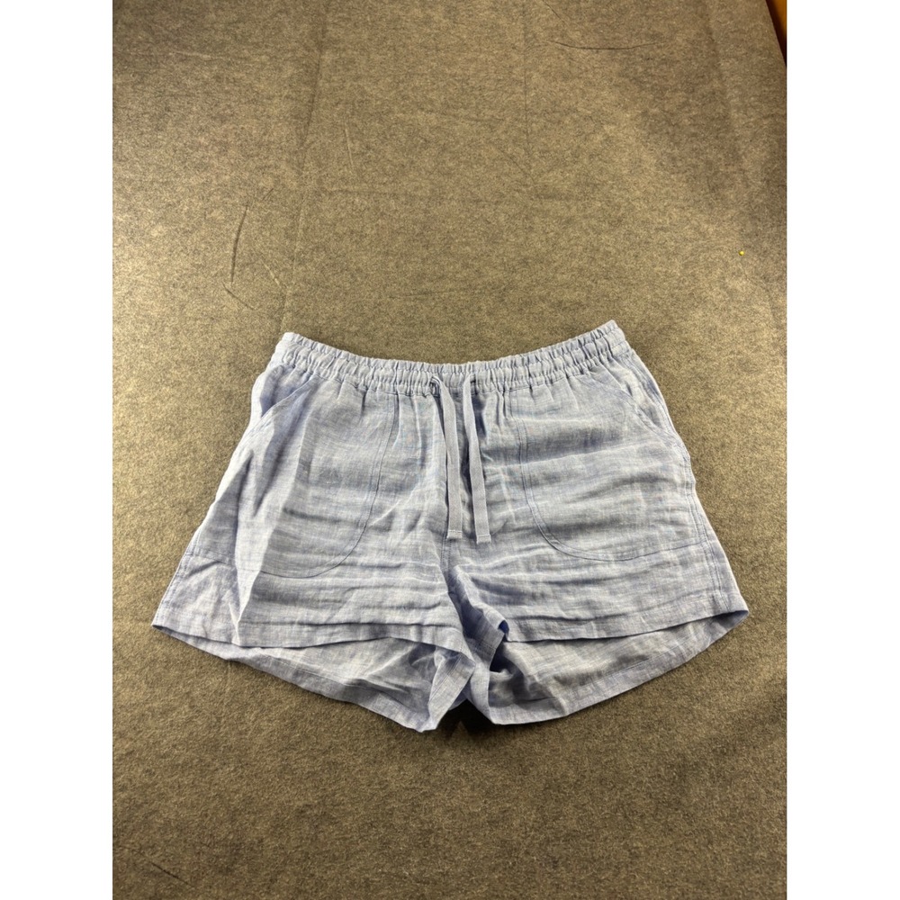 Quince European Linen Shorts Light Blue Chambray Elastic Waist Drawstring Large